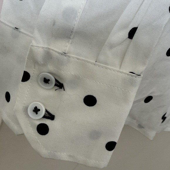 White Polka Dot Button-Up Shirt from TALBOTS - Picture 3 of 7